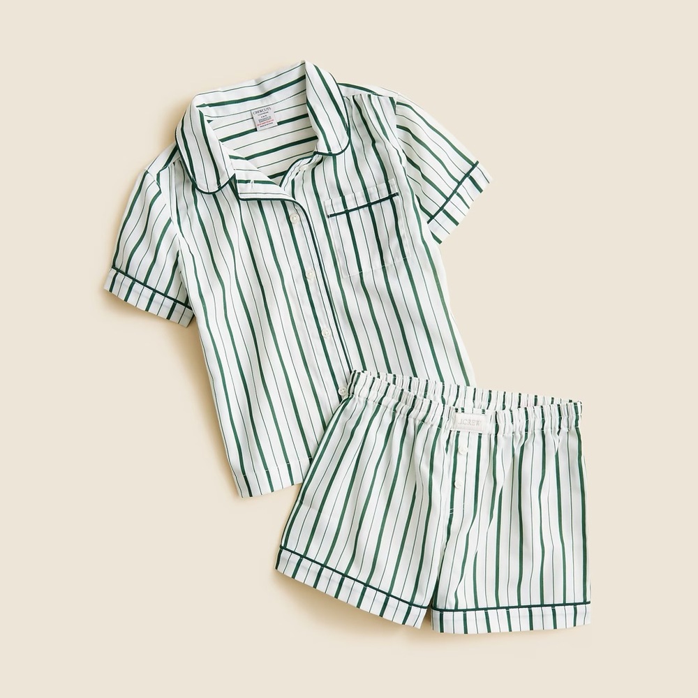 Crewcuts Green and Ivory Striped Pajama Set